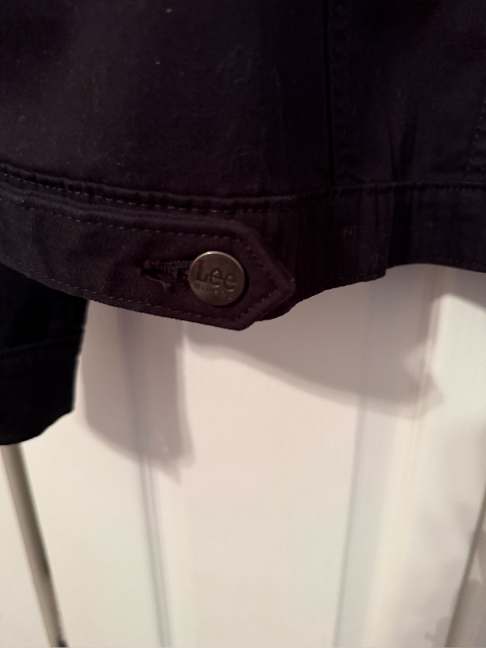 Lee Riders Black Denim Jacket Stretch Trucker Button Front Women’s Large Casual - Picture 3 of 8